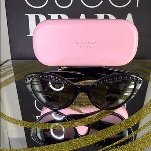 Kate Spade Black Studded Cat-Eye Sunglasses
